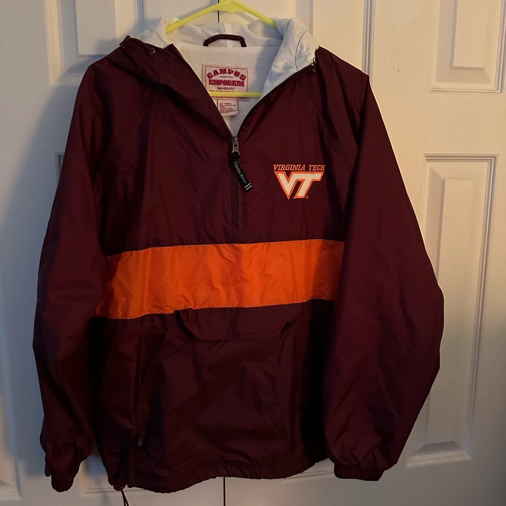 Virginia Tech Charles River Rain Pullover With Velcro Pocket